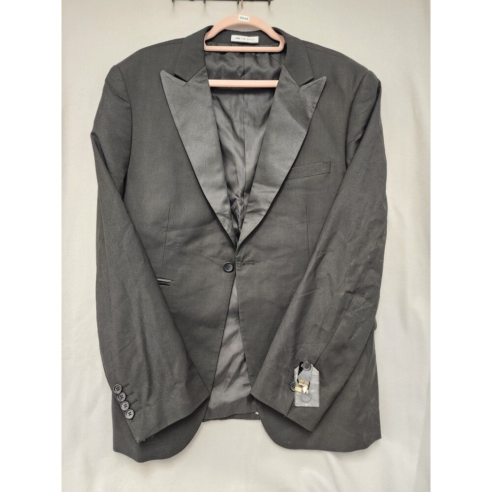 Own The Style Mens Black Tux detail Single Button Blazer Suit Jacket Size Medium